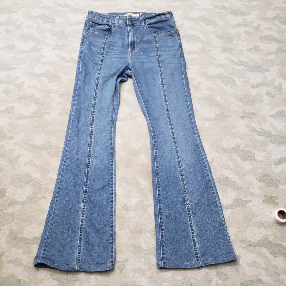 Levis 726 Flare Jeans Womens 30 Blue High Rise Pockets Denim Medium Wash